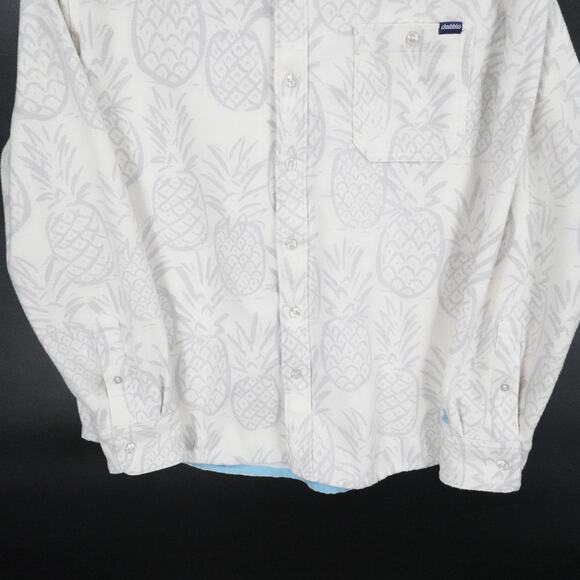 Chubbies‎ Shirt Mens Medium White Gray Pineapple Button Up Long Sleeve Flannel - Picture 3 of 14